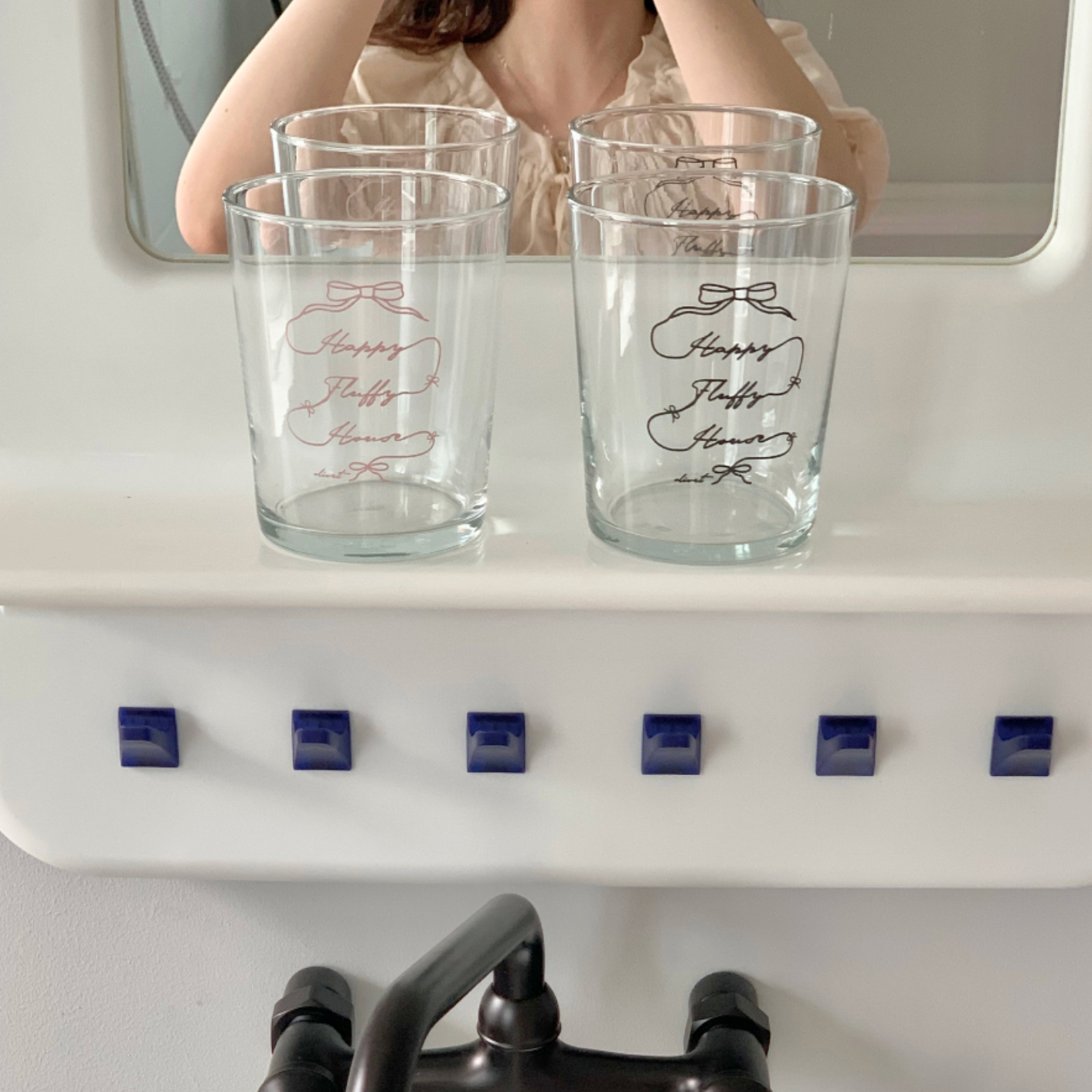 ｜OLIVET｜ Ribbon Drawing Glass 400ml