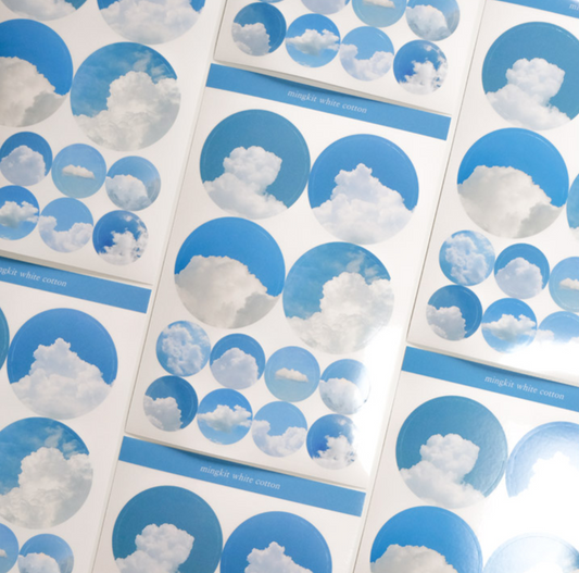 ｜mingkit｜ Cloud Circle Transparent Sticker (3ea)
