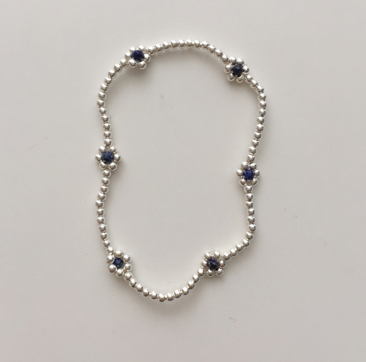 ｜moat｜ Navy Flower Bending Bracelet (silver925)