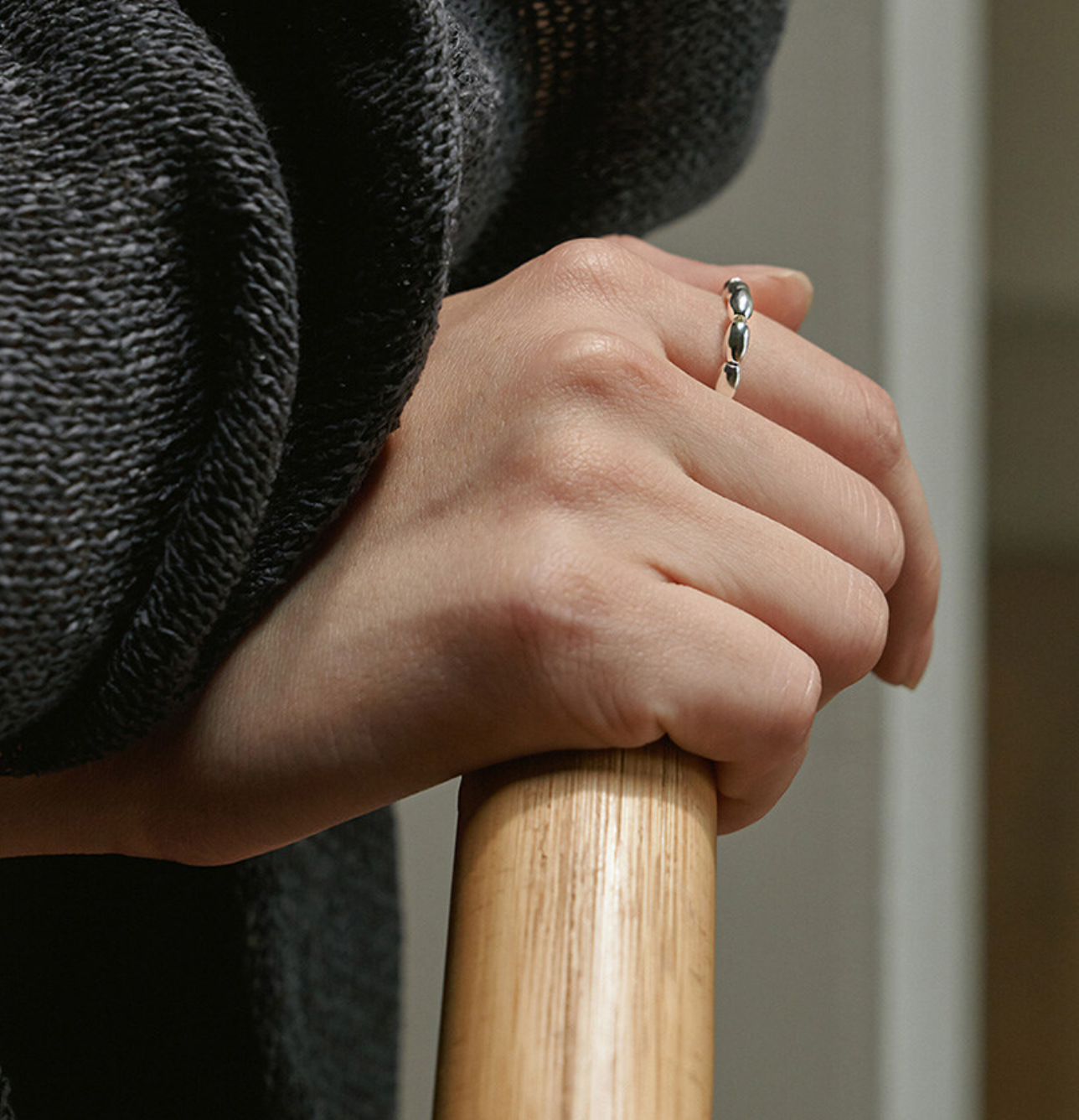 ｜IAMJOY｜ Oval Ball Daily String Ring (silver925)