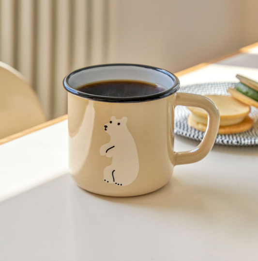 ｜WARMGREYTAIL｜ HUGGY BEAR BEIGE MUG CUP 350ml