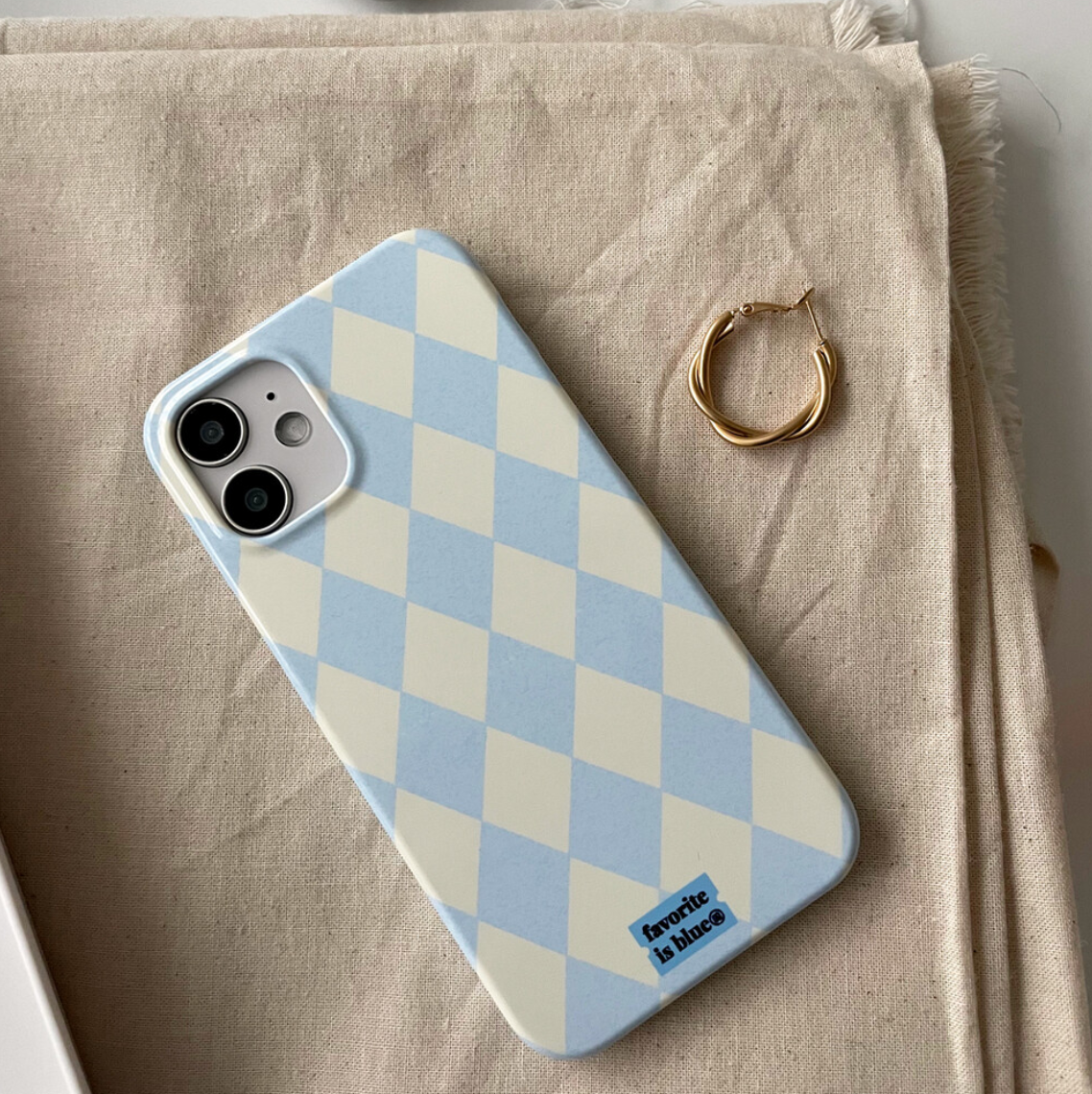 ｜midmaly｜ Blue Lemon Argyle Phone Case