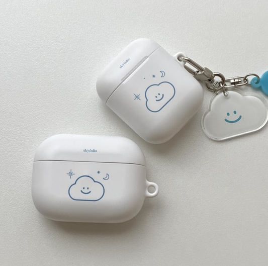 ｜skyfolio｜ White Line Cloud Airpods Case