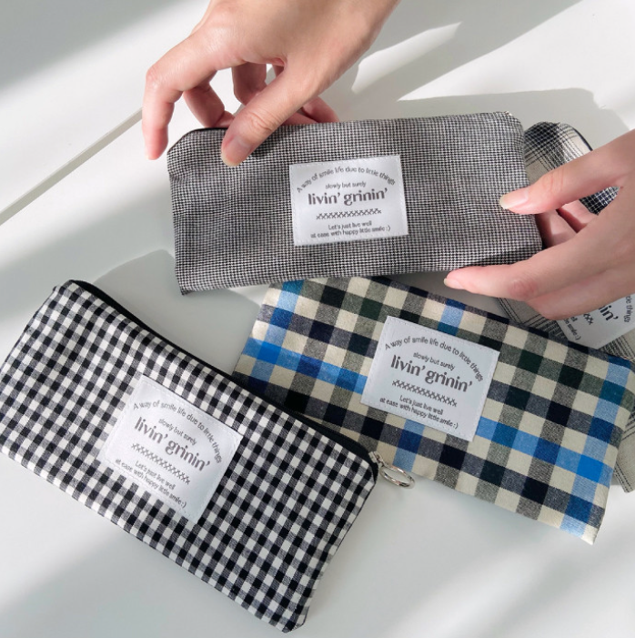｜bevibin｜ Simple Check Pencil Case