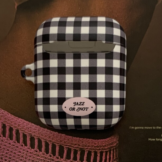 ｜JAZZ OR NOT｜ Vintage Gingham-Black Airpods Case