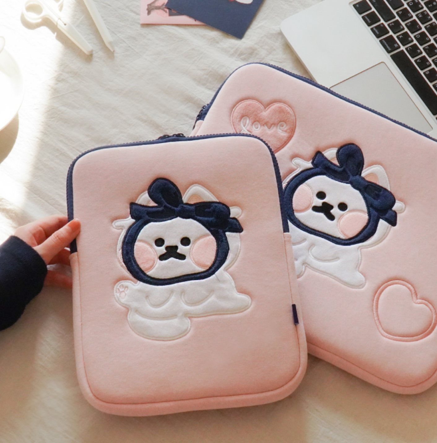 ｜sosoroun｜ Ribbon Cat Laptop Case/ Ipad Pouch