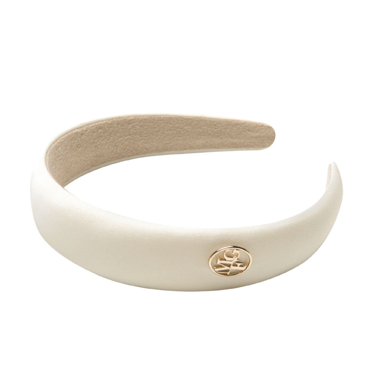 ｜MARITHÉ FRANÇOIS GIRBAUD｜ CIRCLE LOGO SATIN HAIRBAND ivory