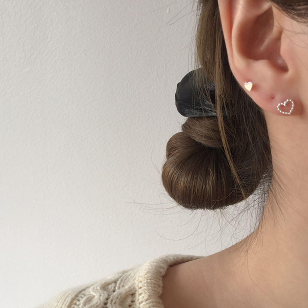 ｜moat｜ Dot Line Heart Earring (silver925)
