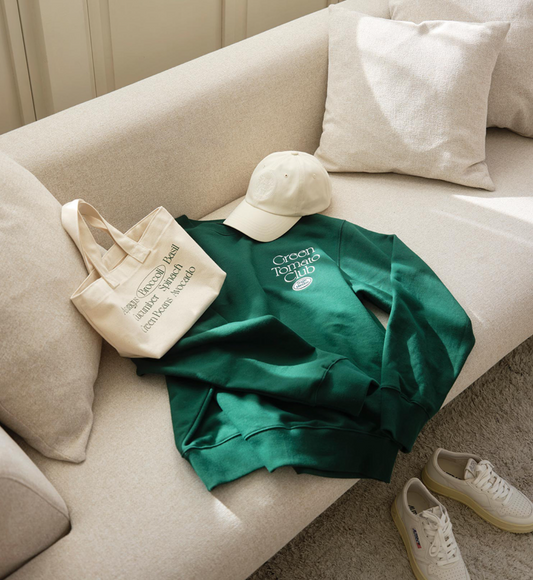 ｜Single Mansion｜ Original Sweatshirt (Melange Grey/Deep Green)