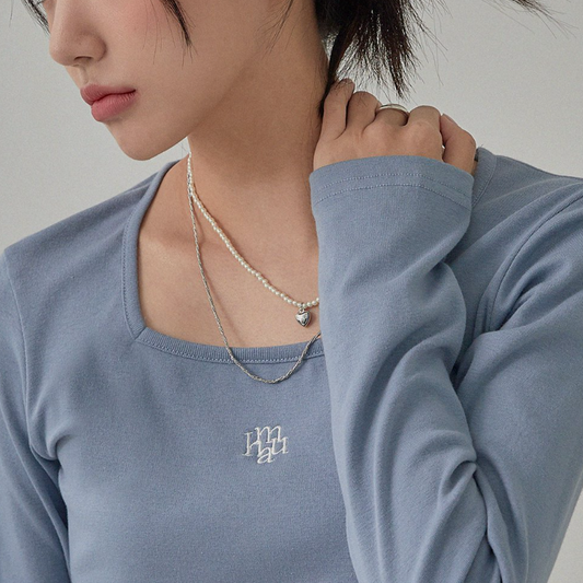 ｜muahmuah｜ Square Neck Crop Long Sleeve