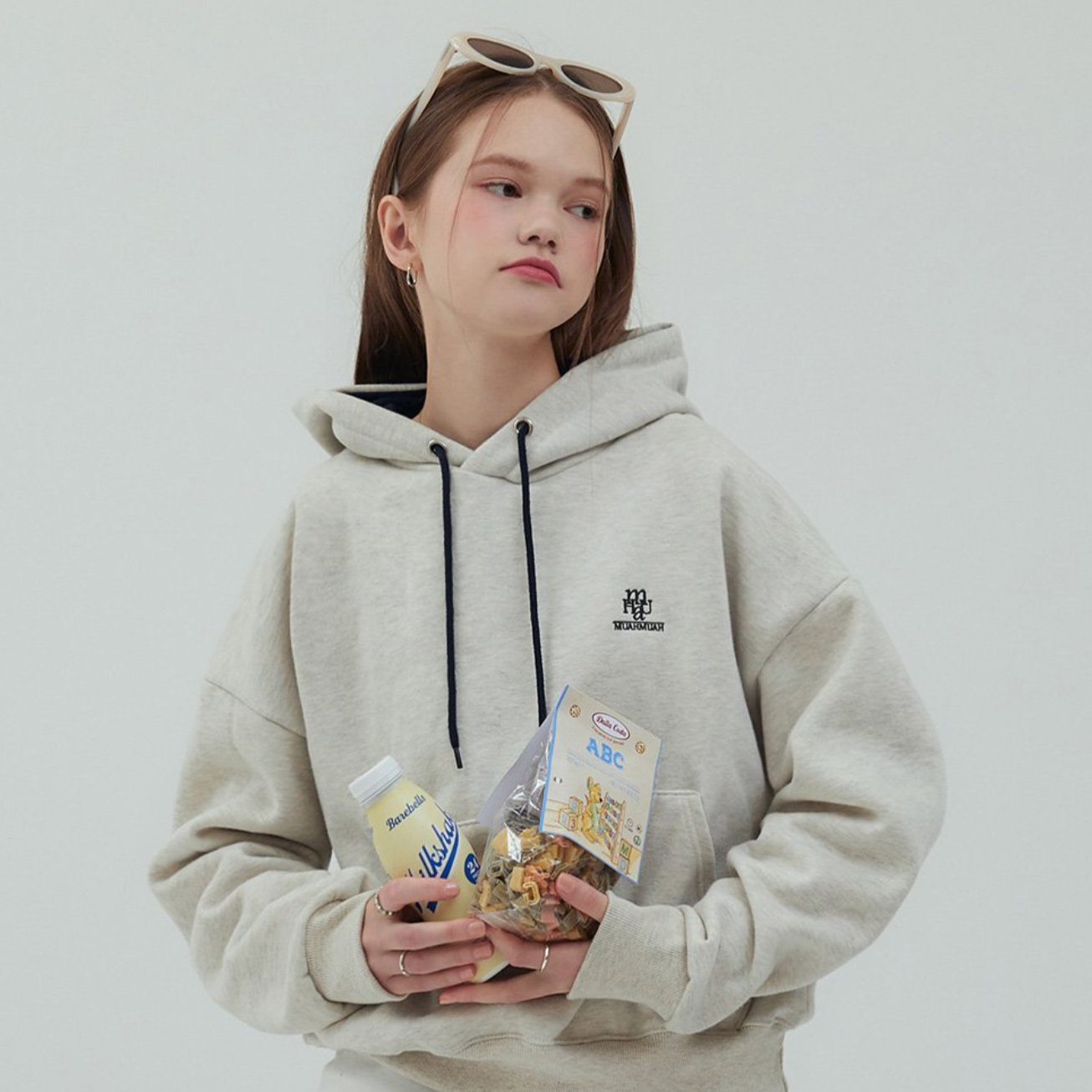 ｜muahmuah｜ Stitch Combi Hoodie