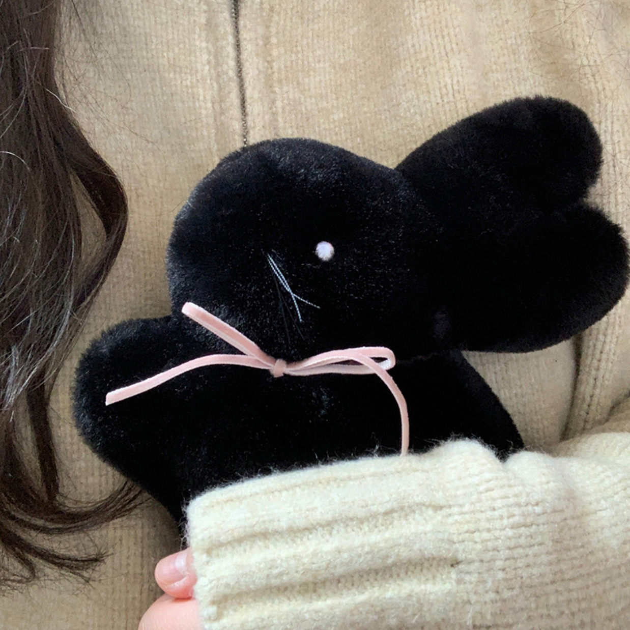 ｜BBIBIT｜ Cotton Bunny Popo Handmade Doll (Black)
