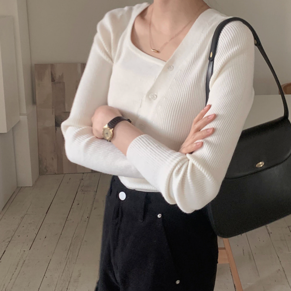 ｜SLOWAND｜ Thin Fit Button Knitwear