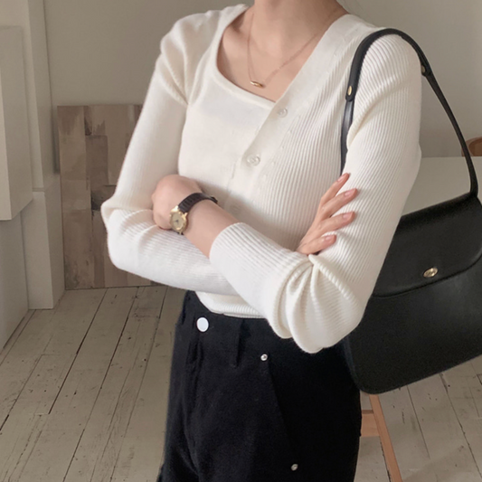 ｜SLOWAND｜ Thin Fit Button Knitwear