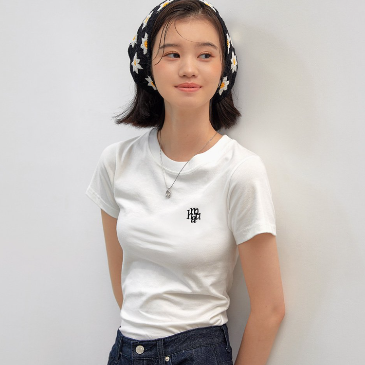 ｜muahmuah｜ Stitch Logo Basic T-shirt