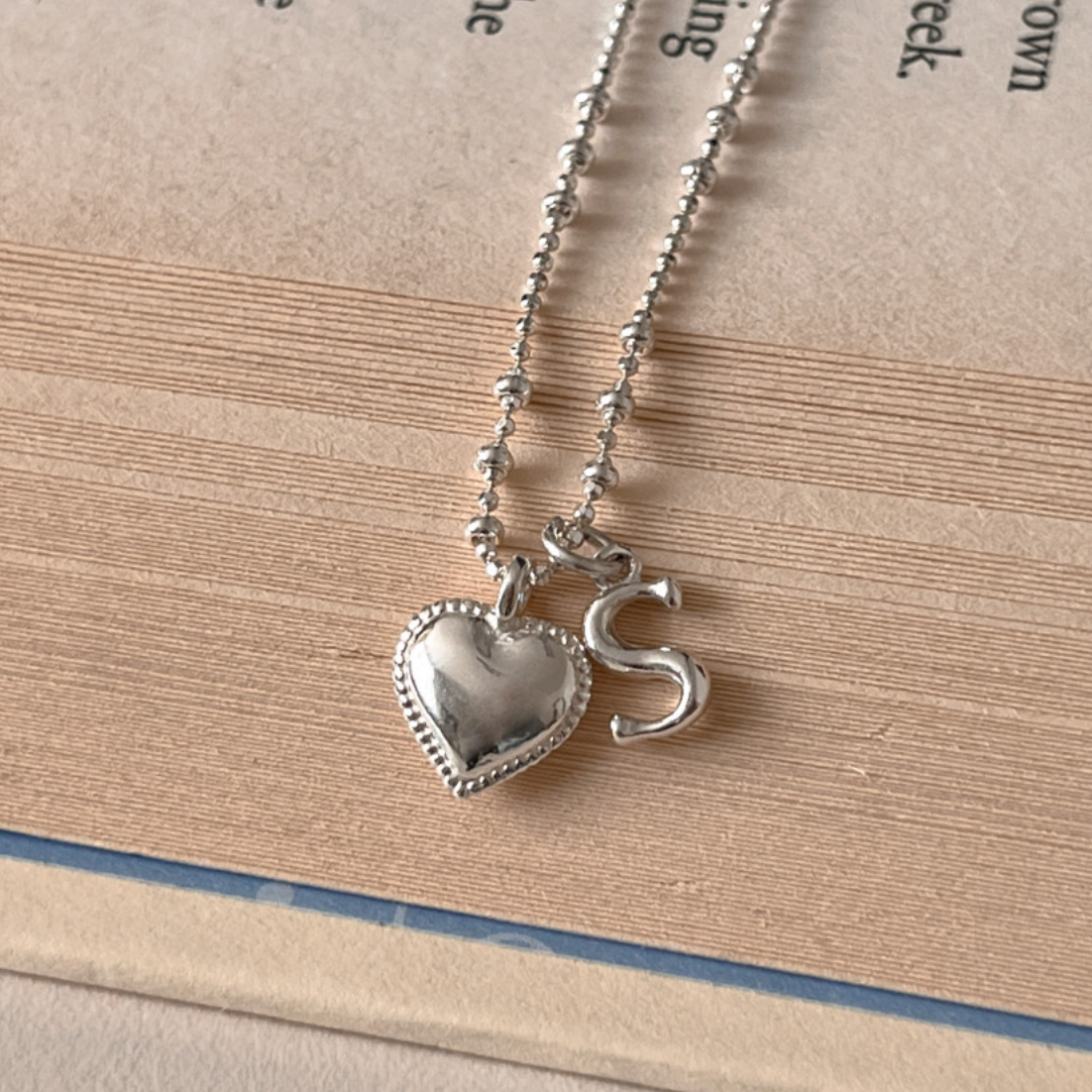 ｜aube n berry｜ ｜aube｜ 925silver Dot Heart Initial Necklace