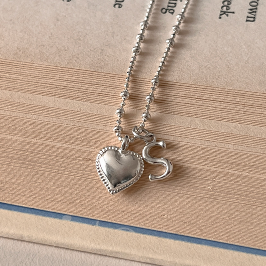 ｜aube n berry｜ ｜aube｜ 925silver Dot Heart Initial Necklace
