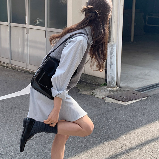 ｜GANAESRA｜ ｜ordinaire｜ Ren Striped Shirt Dress