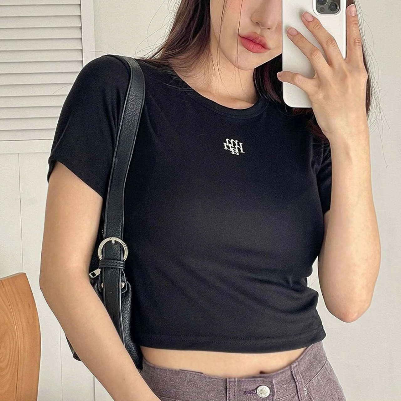 ｜muahmuah｜ Signature Crop Short-sleeved T-shirt