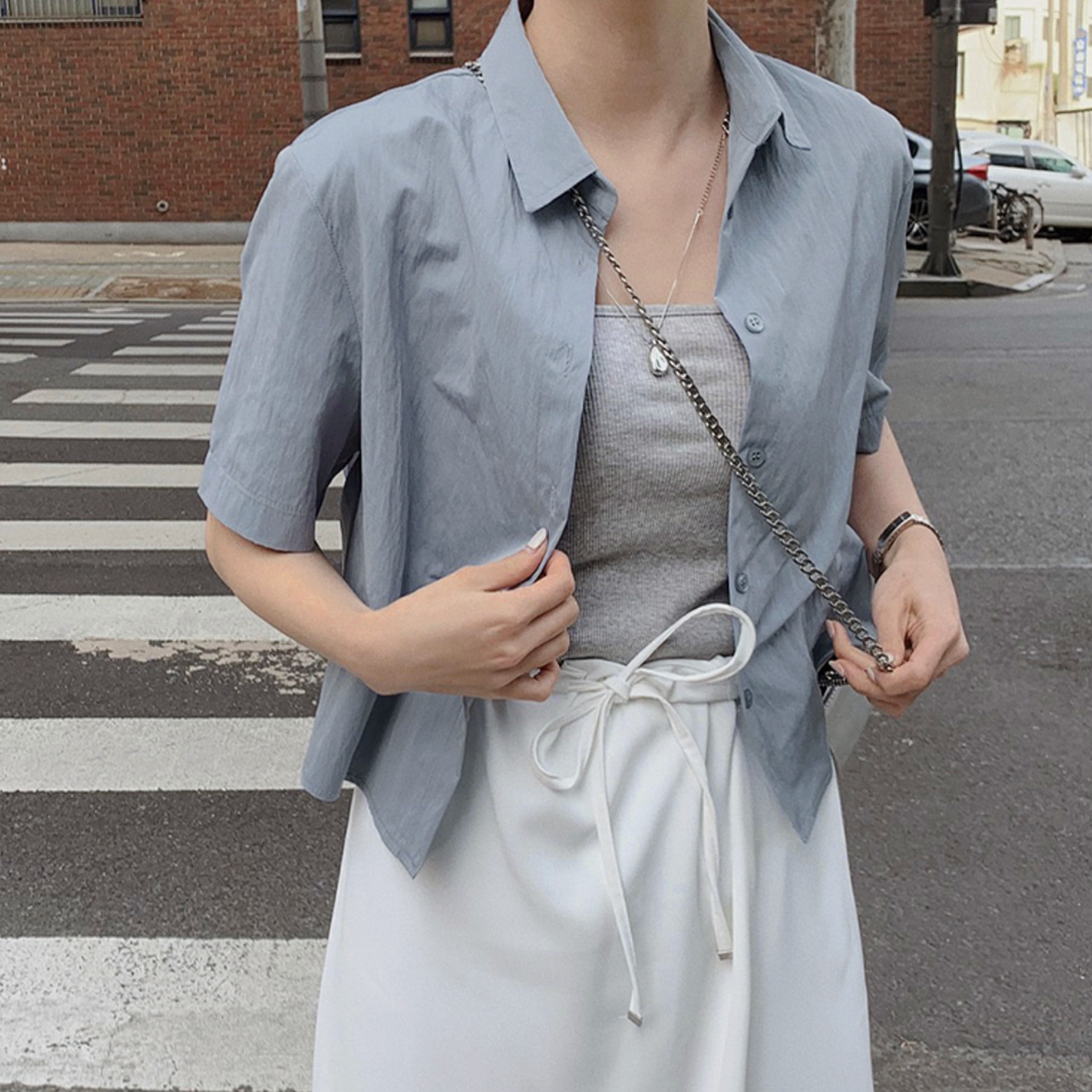 ｜SLOWAND｜ # SLOWMADE Summer Semi-Crop T-shirt