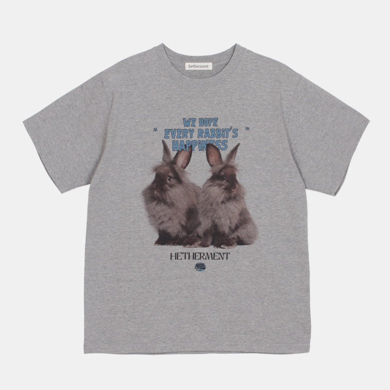 ｜hetherment｜ Happy Rabbit T-shirts (Grey)