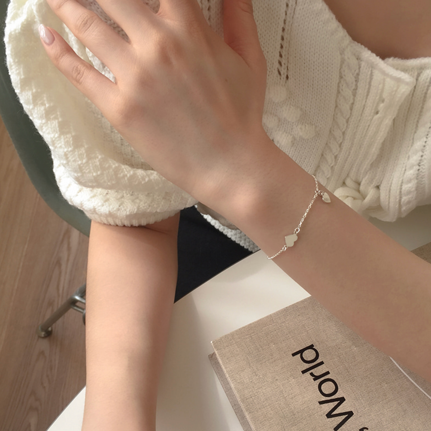 ｜moat｜ Two Heart Bracelet (silver925)