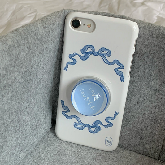 ｜Loumoi｜ Present series : Blue ribbon l Glossy Hard Case