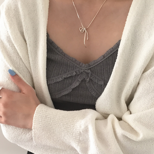 ｜moat｜ Knot Ribbon Necklace (Silver925)