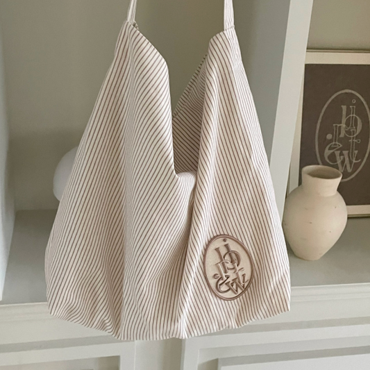 ｜b.write｜ Stripe Bag (Beige)