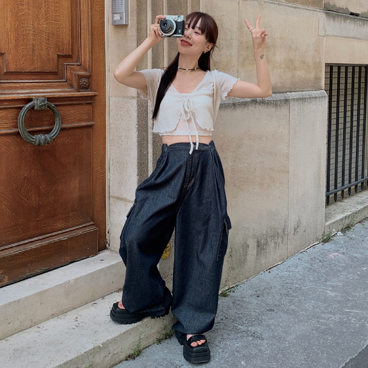 ｜VINVLE｜ String Cargo Denim Pants