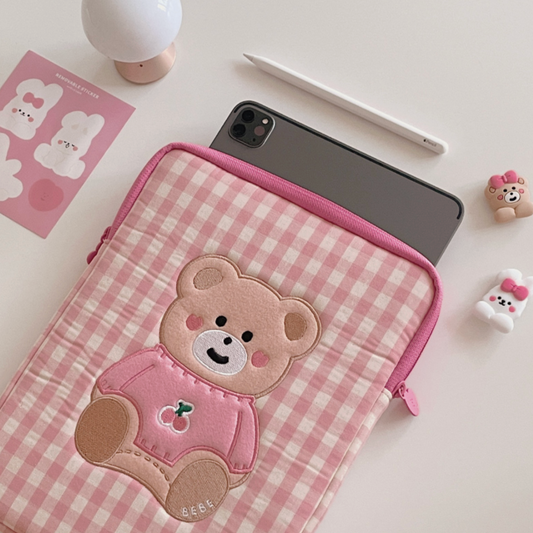 ｜malling booth｜ Gingham Bebe Laptop Case/ Ipad Pouch
