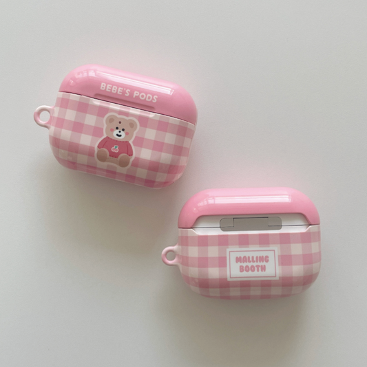 ｜malling booth｜ Pink Knit Bebe Airpods Case
