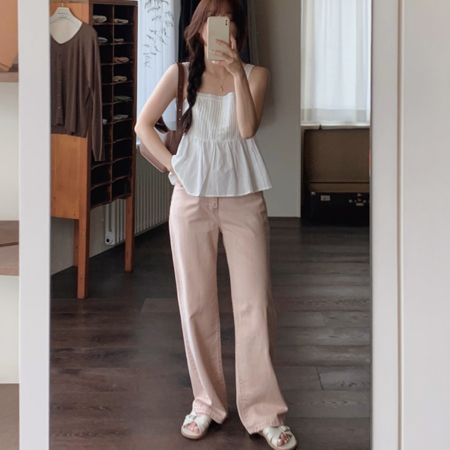 ｜SLOWAND｜ # SLOWMADE Today Peach Beige Denim Pants