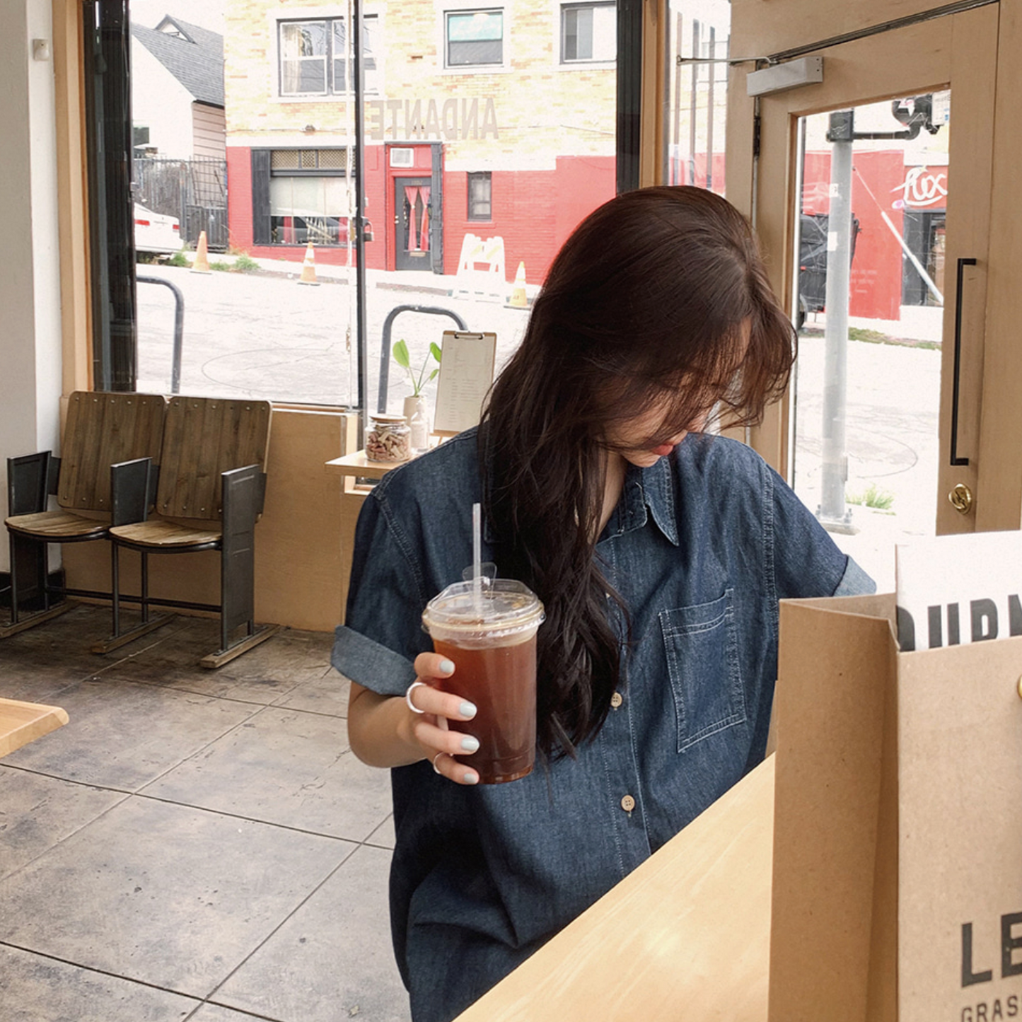 ｜SLOWAND｜ Vintage Dark Denim Shirt