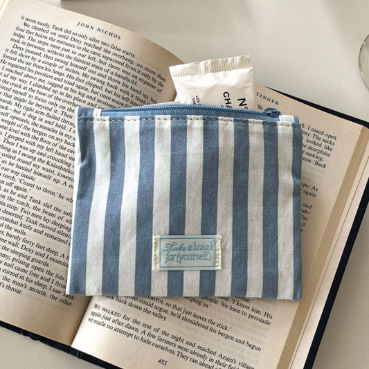 ｜Mademoment｜ Blue Stripe Mini Pouch