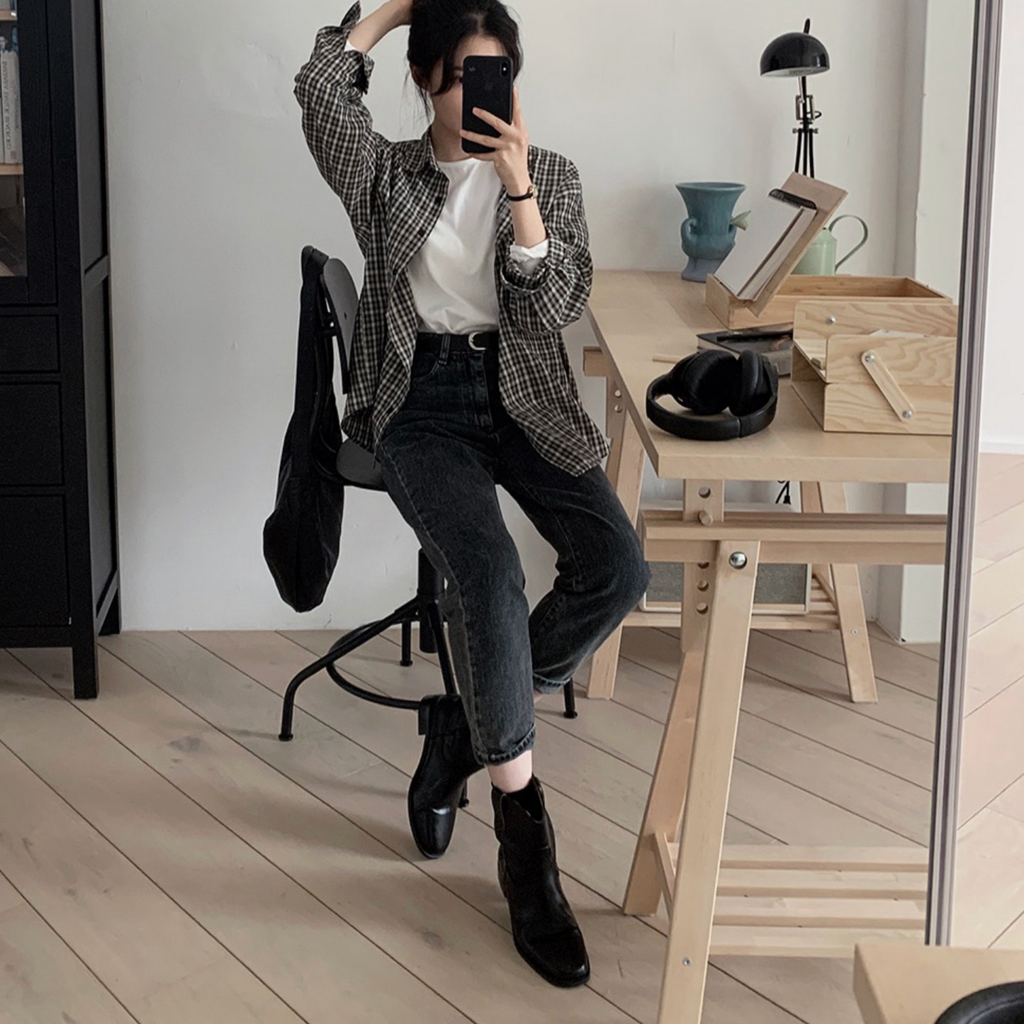 ｜SLOWAND｜ # SLOWMADE Land Dark Mute Dark Denim Pants