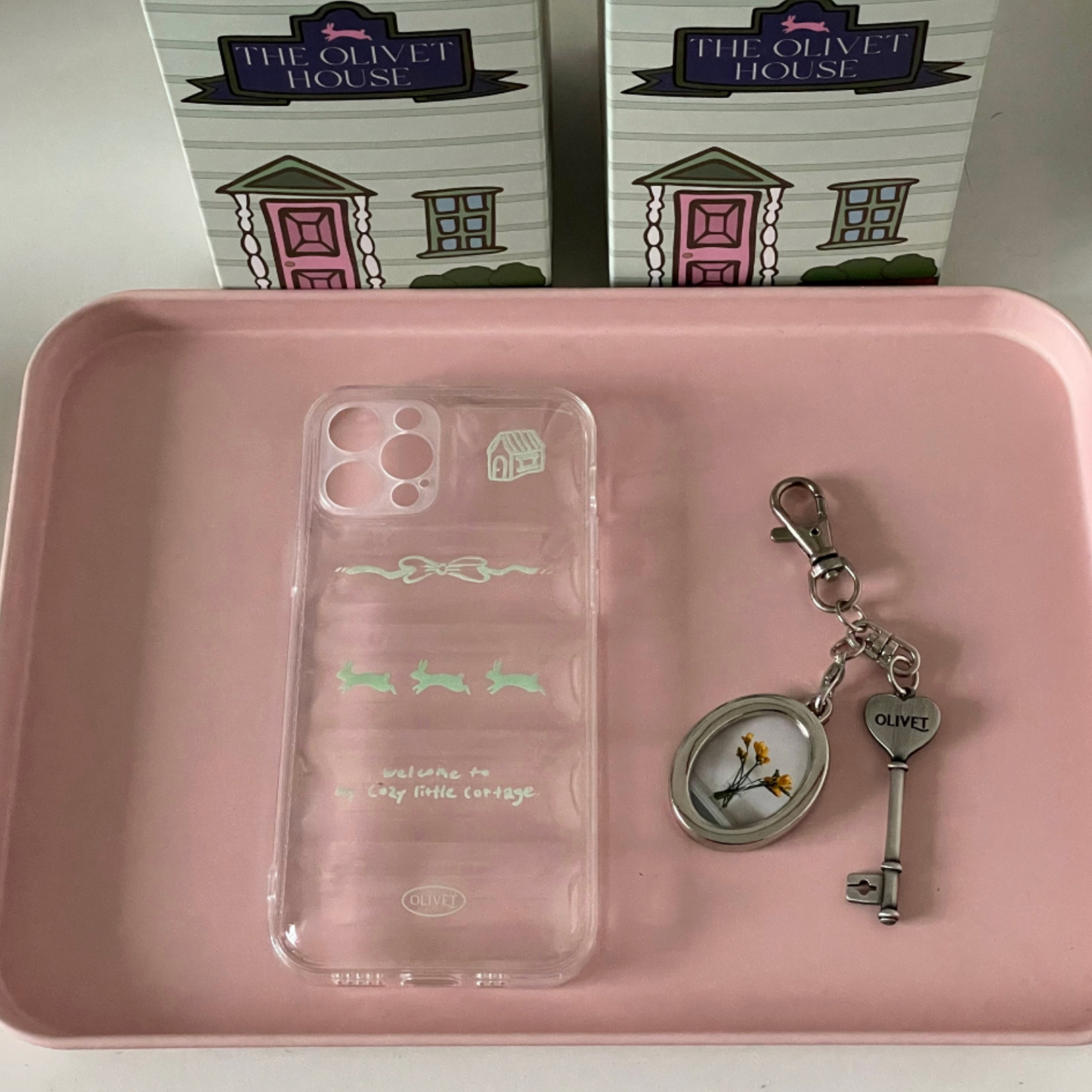 ｜OLIVET｜ Rabbit Fluffy Case (Mint/ Pink)