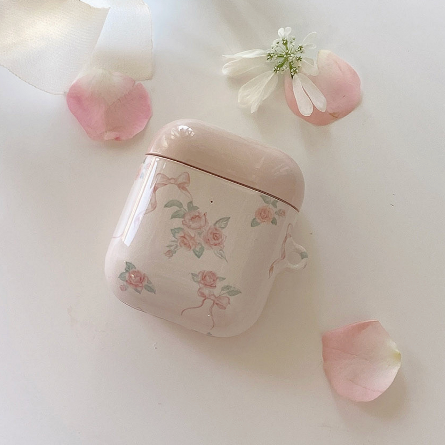 ｜Romantic Mood｜ Ribbon Collection Flower Glossy AirPods Case