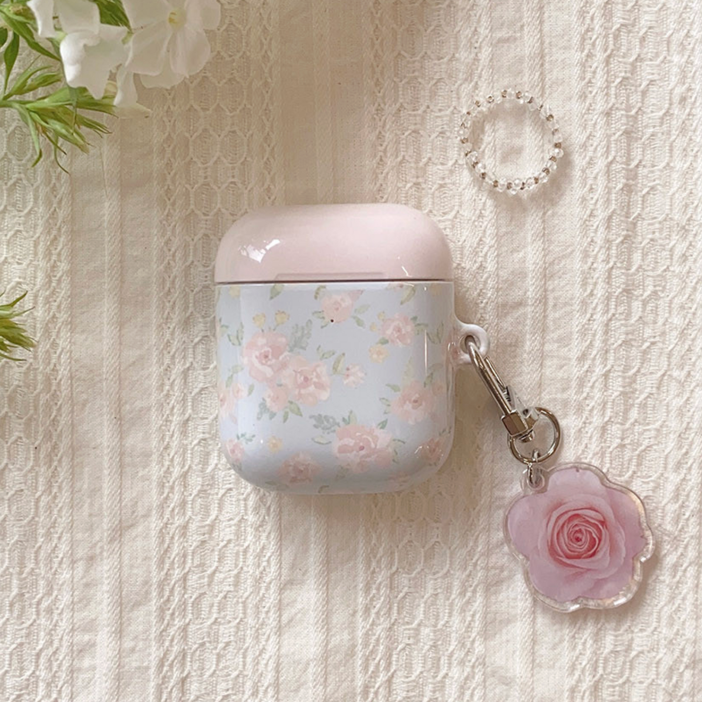 ｜Romantic Mood｜ Blue Flower Glossy Airpods Case