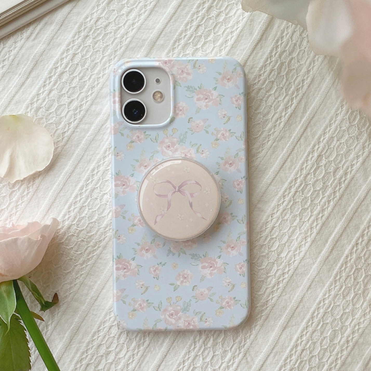 ｜Romantic Mood｜ Blue Flower Glossy Hard Case