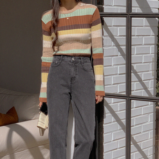 ｜FROM HEAD TO TOE｜ *Love From* Apore Multi-Color Stripe Knitwear