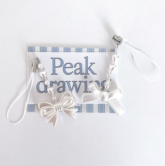 ｜Peakdrawing｜ Lovely Pearl Ribbon Keyring