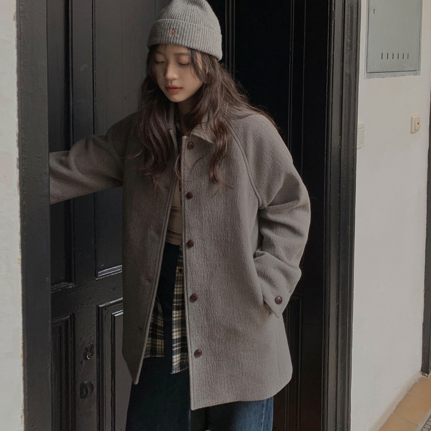 ｜SLOWAND｜ # SLOWMADE Minimal Mood Solid Wool Half Coat