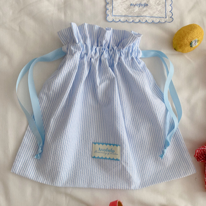 ｜Avofofo｜ Stripe Seersucker Pouch Bag