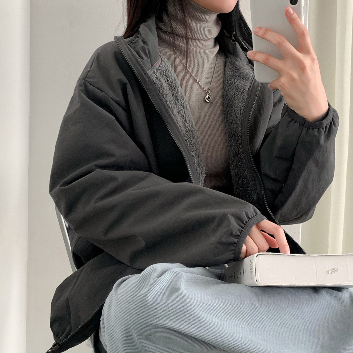 ｜CREAMCHEESE｜ Basic Wool Zip-up Jacket