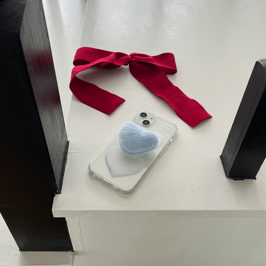 ｜Mademoment｜ Fluffy Heart Snow Design Clear Phone Case (3 Types)