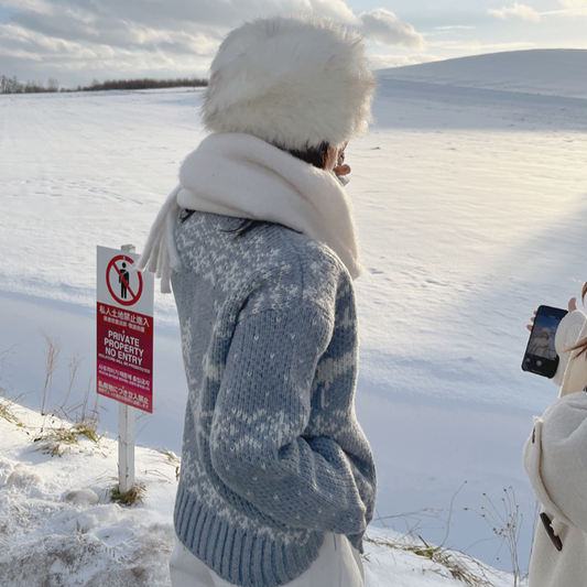 ｜SLOWAND｜ # SLOWMADE Winter Snow Knit Zip-Up