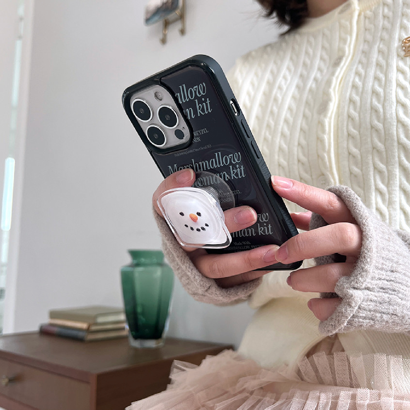 ｜Peakdrawing｜ Marshmallow Snowman Kit Epoxy Bumper Case