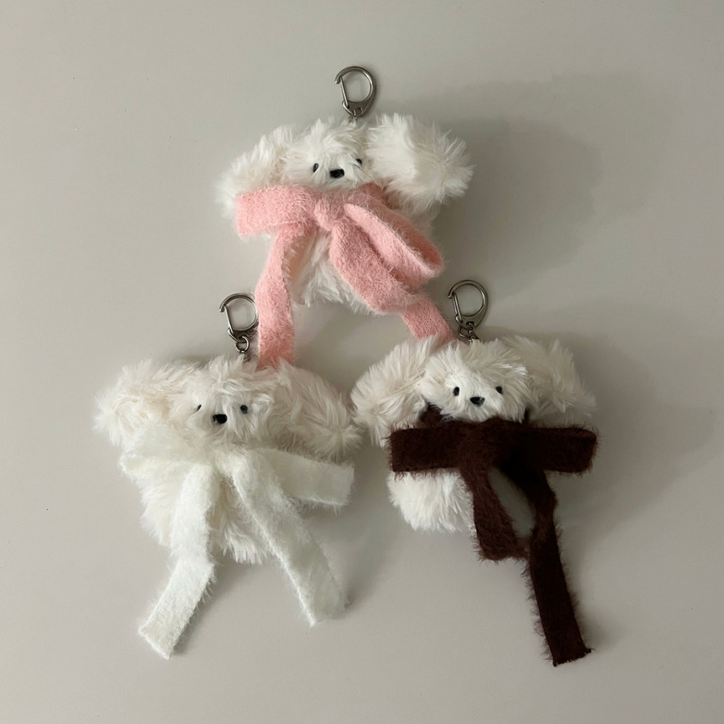 ｜monmorillo｜ Knit Ribbon Muffler Rabbit Keyring