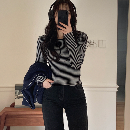 ｜SLOWAND｜ # SLOWMADE Holding Tight Stripe T-shirt